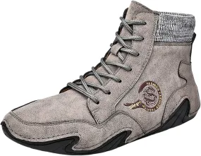 Men's Comfortable Walking Shoes Soft Flat Soled High Top Sneaker Lightweight Workout Shoes Business Casual Shoe