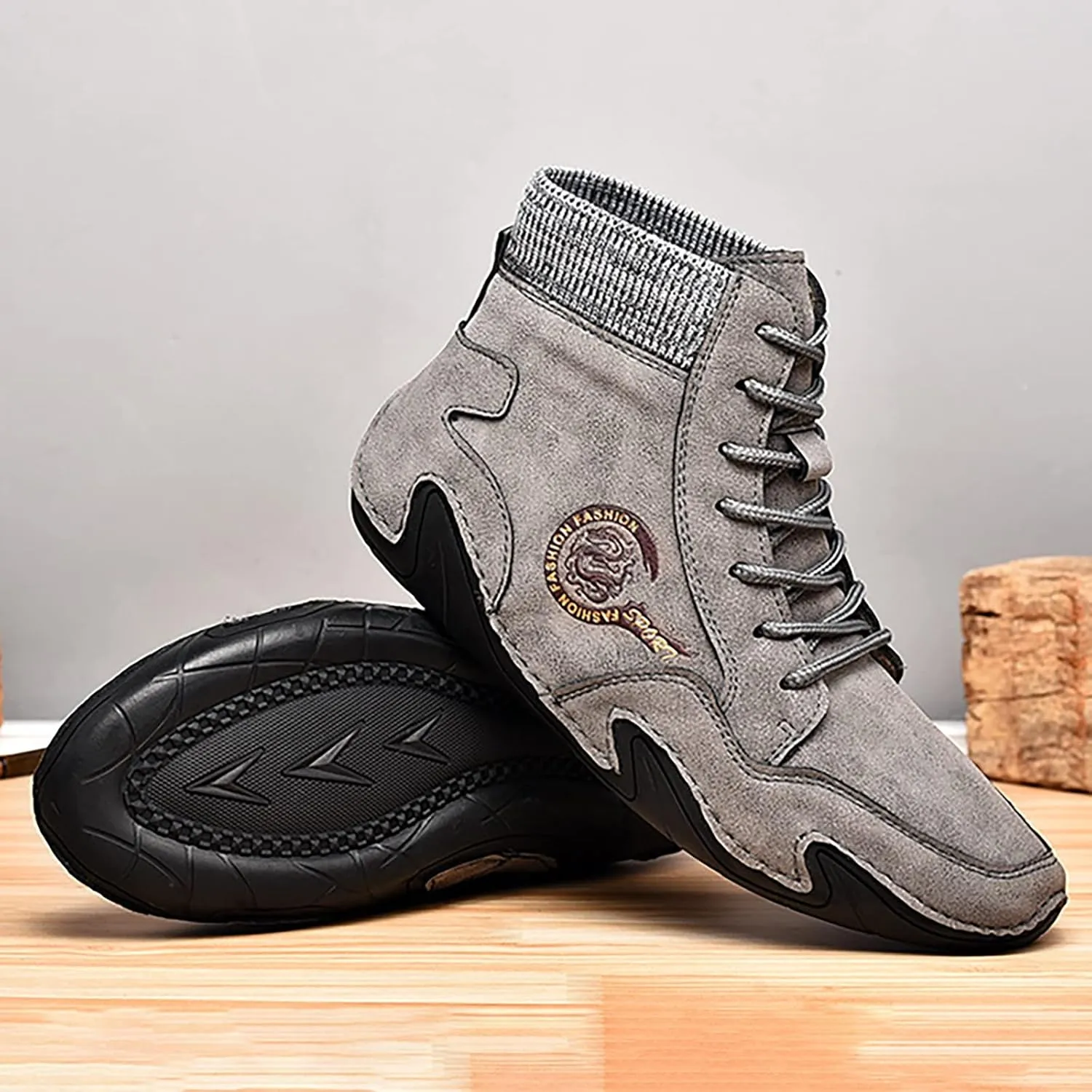 Men's Comfortable Walking Shoes Soft Flat Soled High Top Sneaker Lightweight Workout Shoes Business Casual Shoe