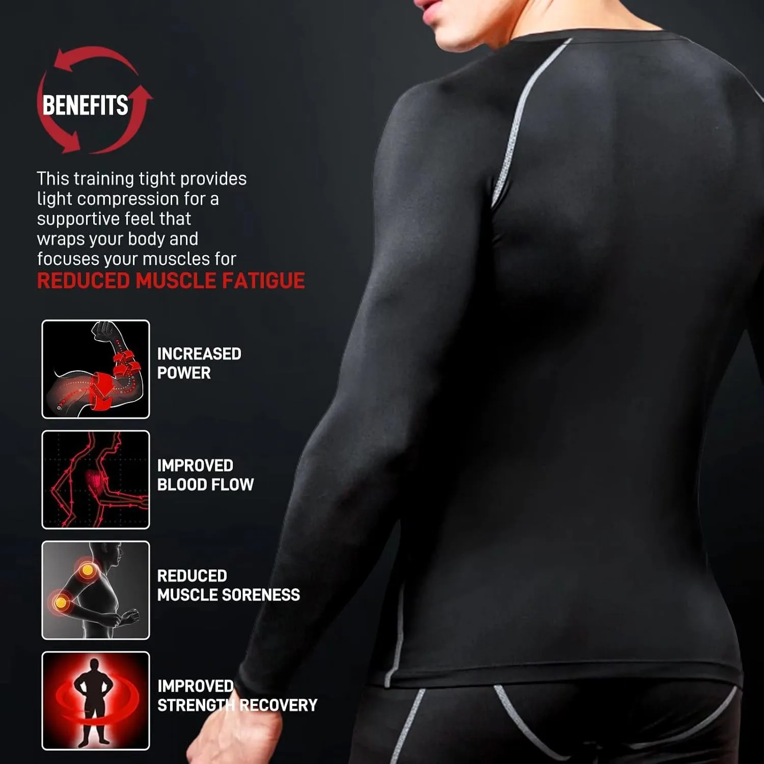 Mens Compression Shirts 2 Pack Long Sleeve Running Shirts Mens UPF 50  Running Workout Cycling Base Layer Top