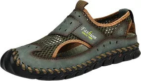 Mens Cork Sandals 2025 Men's New Versatile Trendy Handmade Large Beach Shoes Hollow Mesh Shoes Mens Hydro Sandals