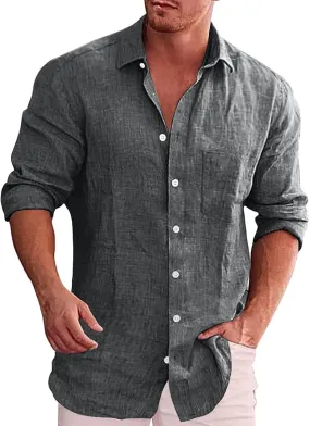 Mens Cotton Linen Beach Shirts Mens Cotton Linen Henley Shirts Beach Yoga Summer Solid T Shirt Lightweight Breathable Tops
