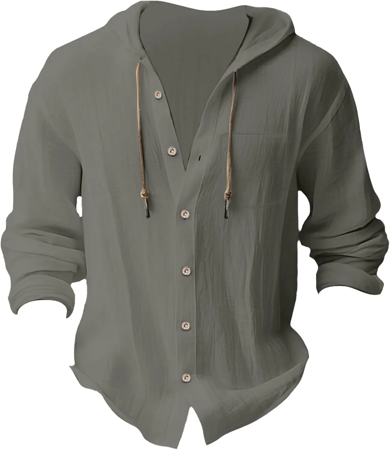 Mens Cotton Linen Shirts Casual Button Down Long Sleeve Hoodies Lightweight Summer Casual Hawaiian Beach Yoga Shirts