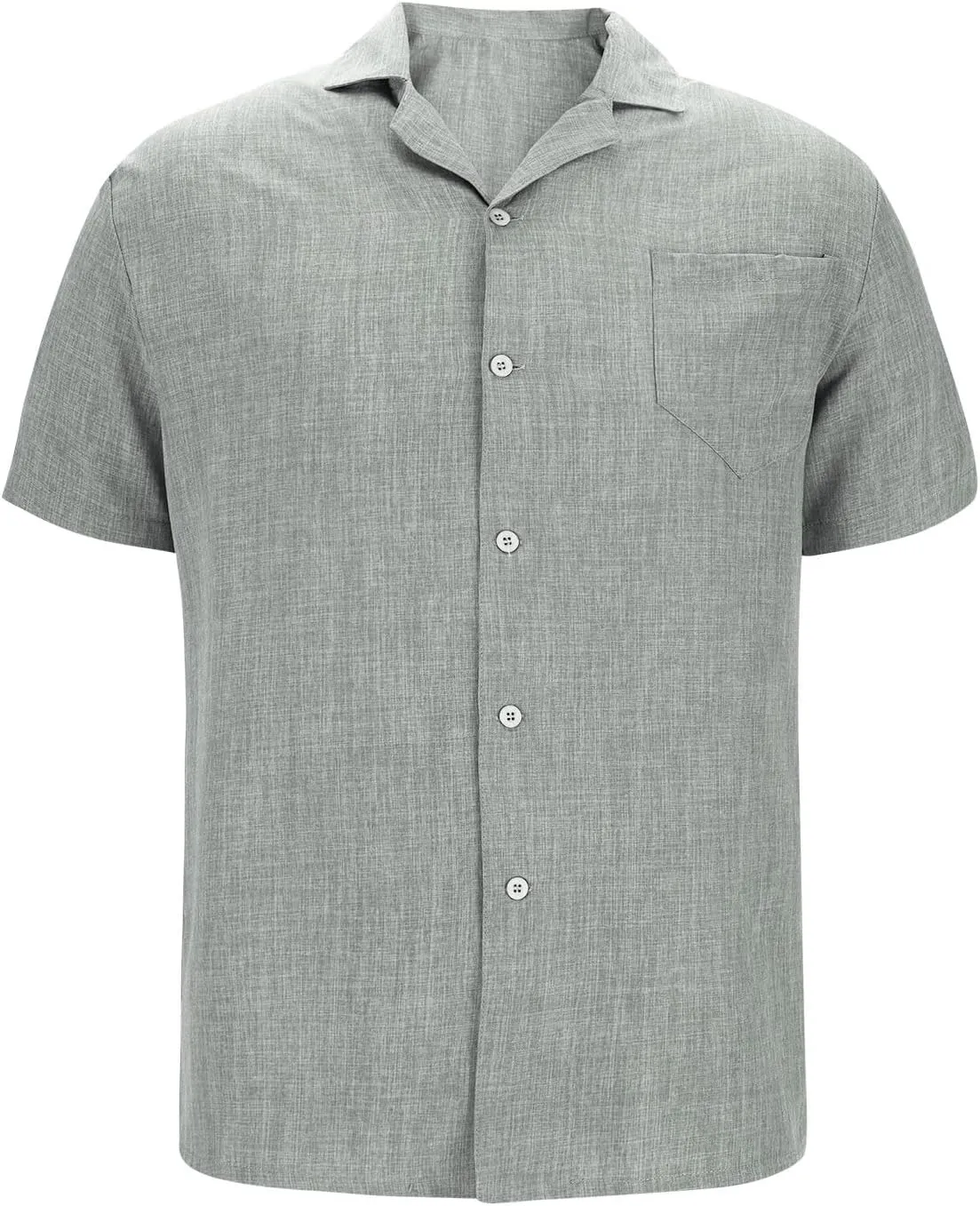 Men's Cotton Linen Short Sleeve Shirts Casual Textured Button Down Shirts Vacation Beach Summer Tops with Pocket