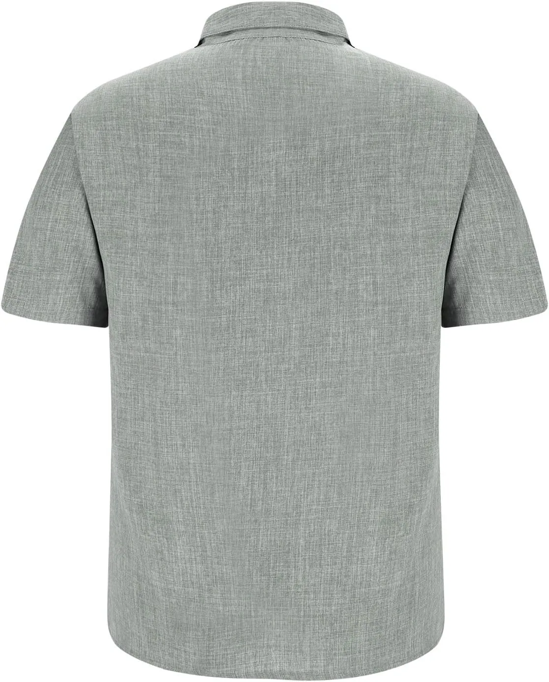 Men's Cotton Linen Short Sleeve Shirts Casual Textured Button Down Shirts Vacation Beach Summer Tops with Pocket