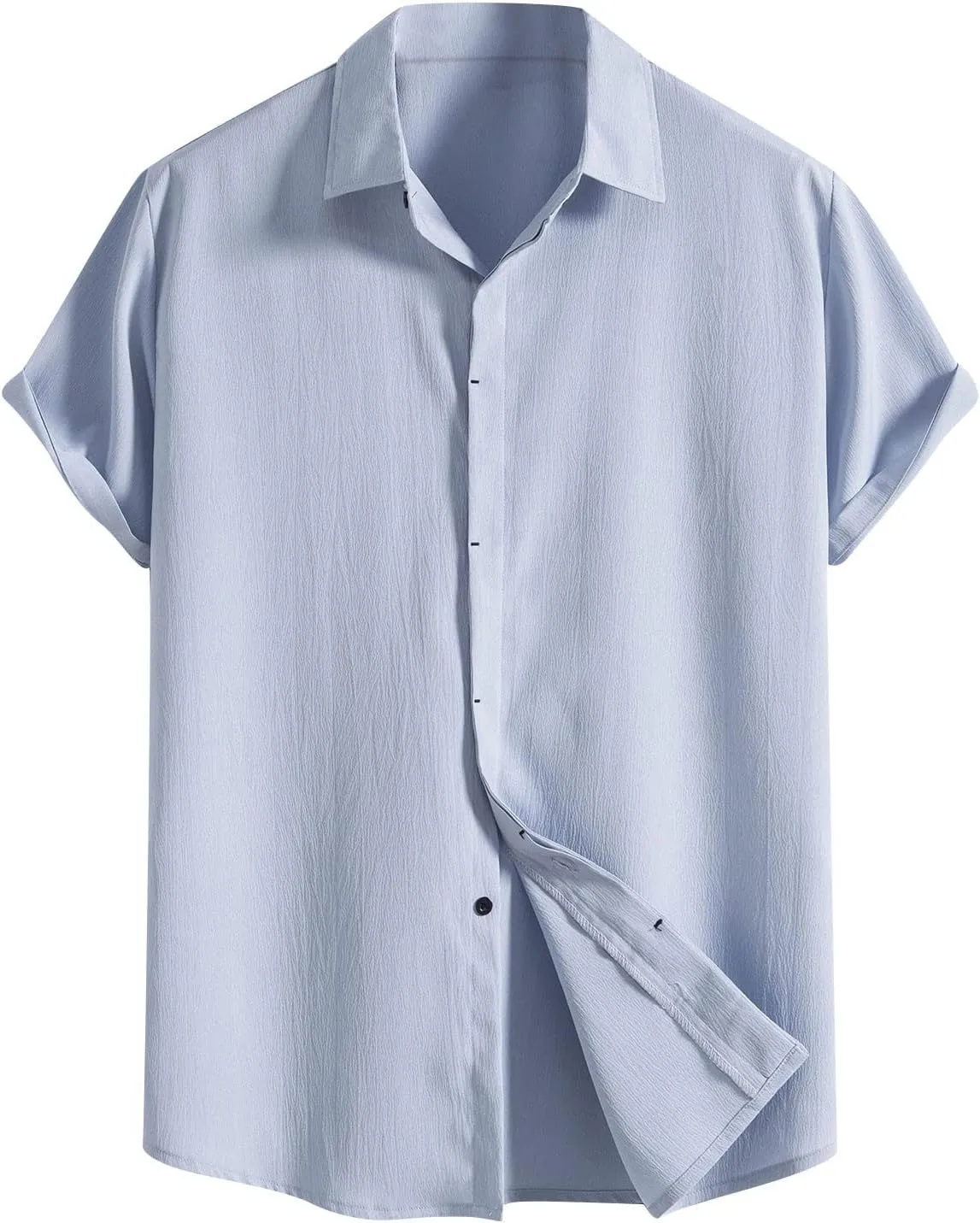 Men's Cotton Linen Short Sleeve Shirts Lightweight Breathable Button Down Shirt Casual Summer Beach Cuban Shirts