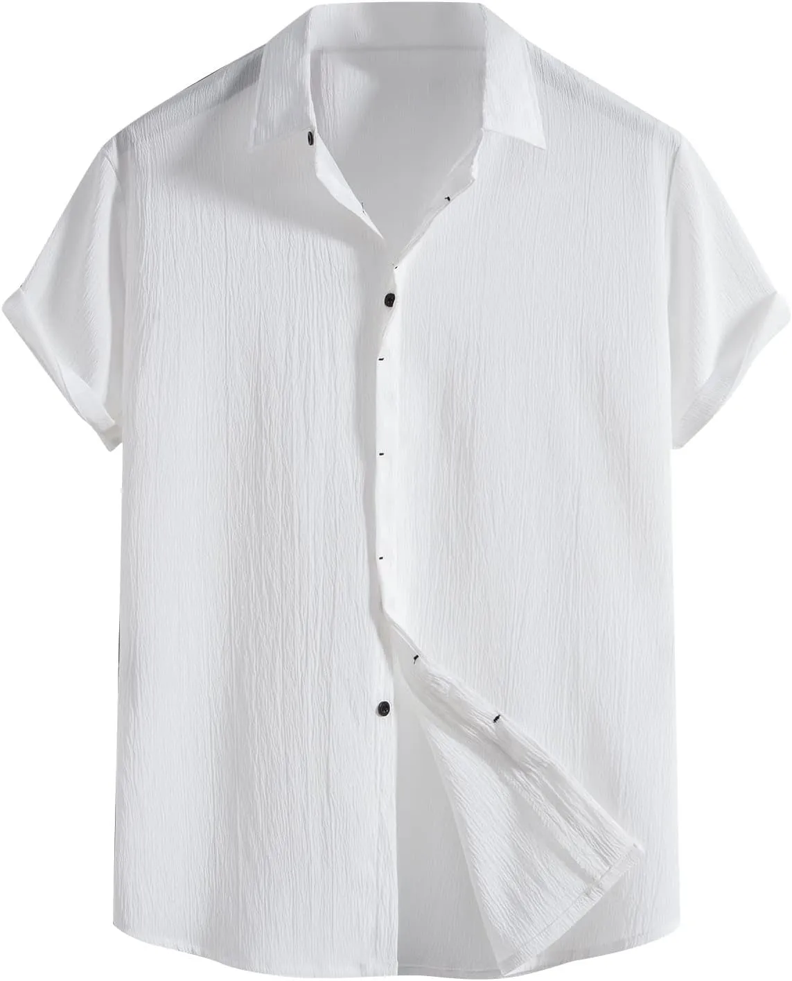 Men's Cotton Linen Short Sleeve Shirts Lightweight Breathable Button Down Shirt Casual Summer Beach Cuban Shirts