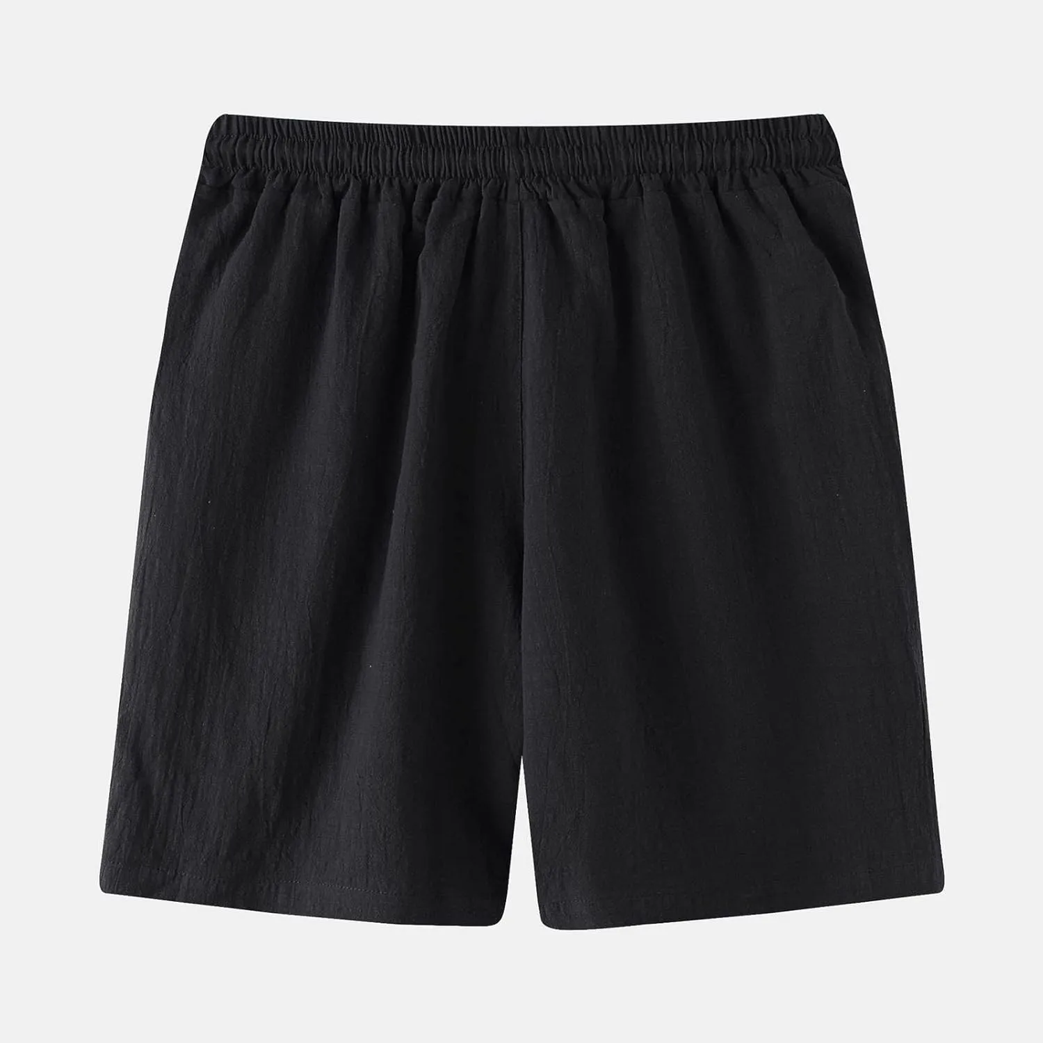 Mens Cotton Linen Shorts Casual Elastic Waist Drawstring Beach Shorts Lightweight Summer Golf Shorts Daily Shorts
