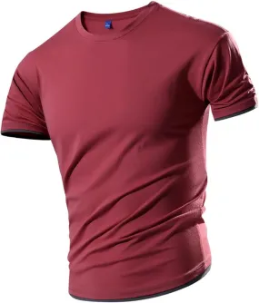 Men's Cotton T-Shirts Sport Quick Dry Lightweight Workout Running Shirts Muscle Fit Short Sleeve Bodybuilding Gym Tees