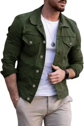 Mens Denim Jacket Casual Regular Fit Button Down Long Sleeve Jean Trucker Jacket Slim Fit Fashion Jean Coat