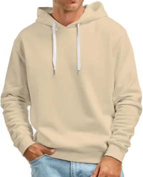 Men's Fall And Winter Casual Solid Color Hooded Sweater No Pockets Sweatshirt Pullover Tops Zip up Sweatshirt for A
