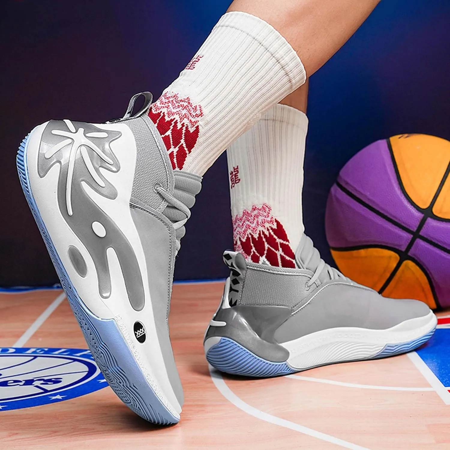 Men's Fashion Basketball Shoes Women's Breathable Sports Running Shoes Professional Shock Absorption Sneakers Teenagers Outdoor Tennis Training Jogging Shoes Casual Sneakers