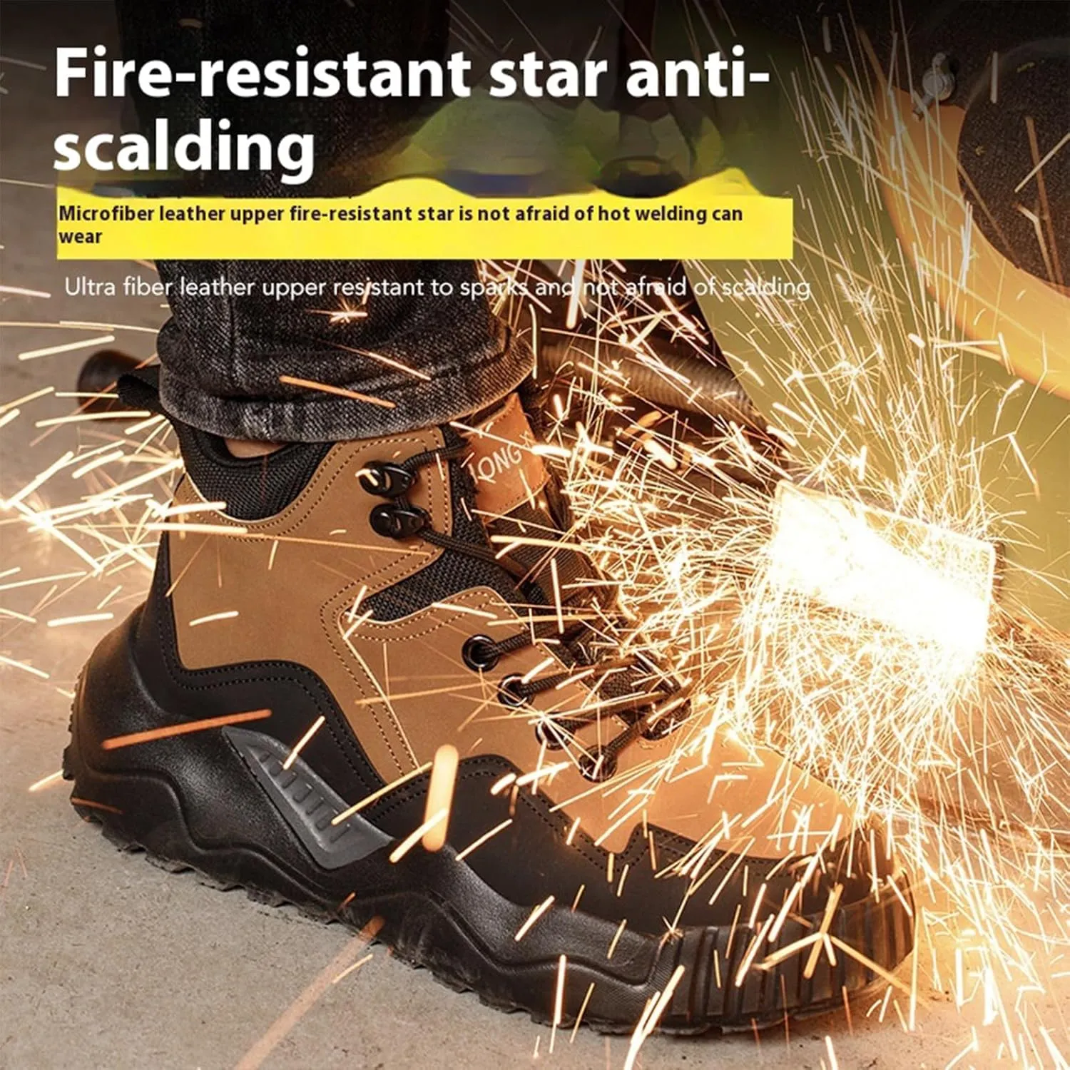 Men's Fashion Platform Lace-Up Hiking Boots Comfortable Anti-smash round toe waterproof Non-Slip Lightweight breathable Casual Ankle Boots for Hiking Walking Work Booties