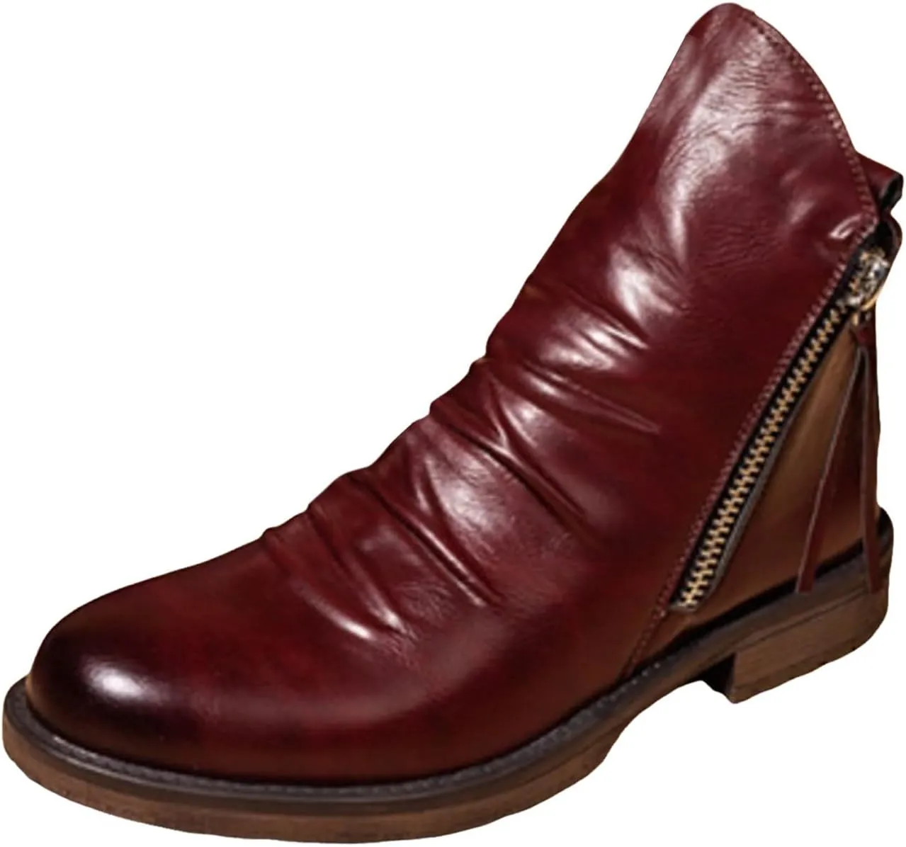 Men's Fashionable Retro Ankle Boots Zipper Sleeve Casual Leather Chukka Boot Water Proof Side Zip Chukka Boots Mens Pack