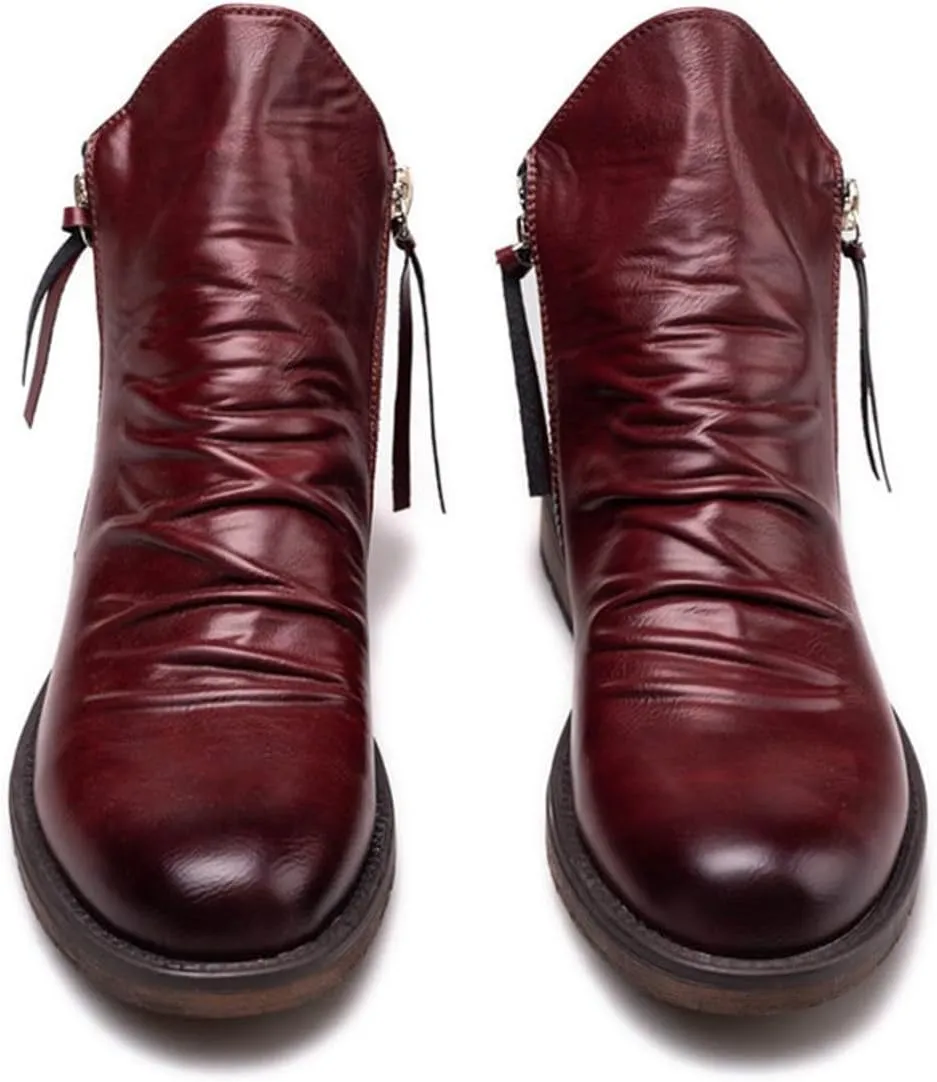 Men's Fashionable Retro Ankle Boots Zipper Sleeve Casual Leather Chukka Boot Water Proof Side Zip Chukka Boots Mens Pack