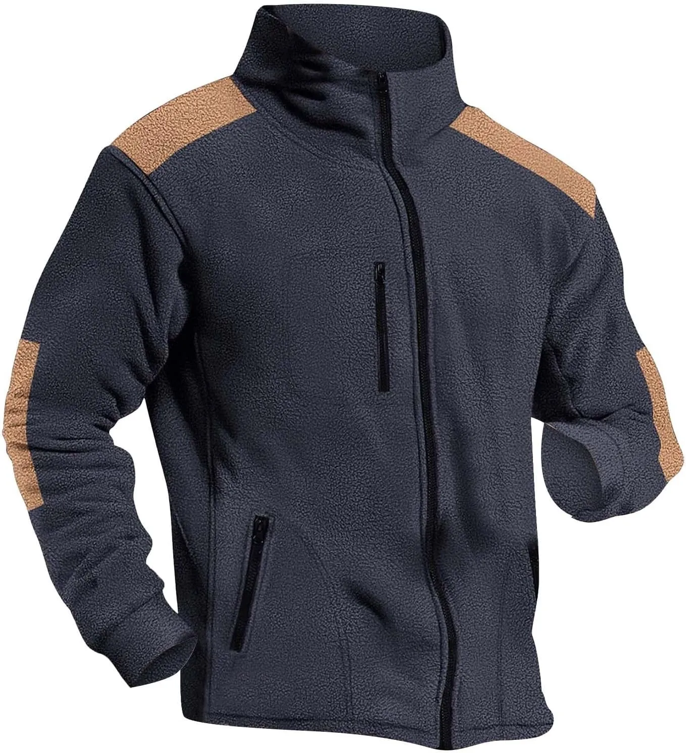 Men's Fleece Jackets Full Zip Lightweight Outdoor Hiking Jackets with Pockets Winter Casual Long Sleeve Warm Outwear