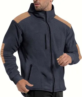 Men's Fleece Jackets Full Zip Lightweight Outdoor Hiking Jackets with Pockets Winter Casual Long Sleeve Warm Outwear