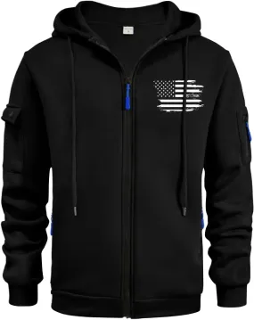 Men's Full Zip American Flag Print Hoodies Casual Long Sleeve Drawstring Shirt Winter Patriotic Sweatshirt with Pockets