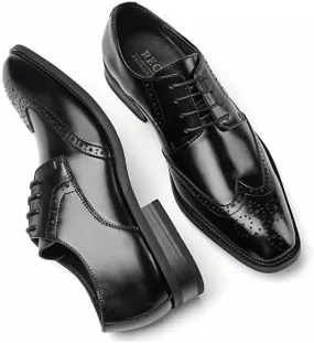 Men's Genuine Leather Hand Stitched DressComf Ortable Walking Loafers Business Casual Dress Walking Shoes Vintage Leather Brogue Wingtip Oxfords Adjustable Lacing Derby Shoes
