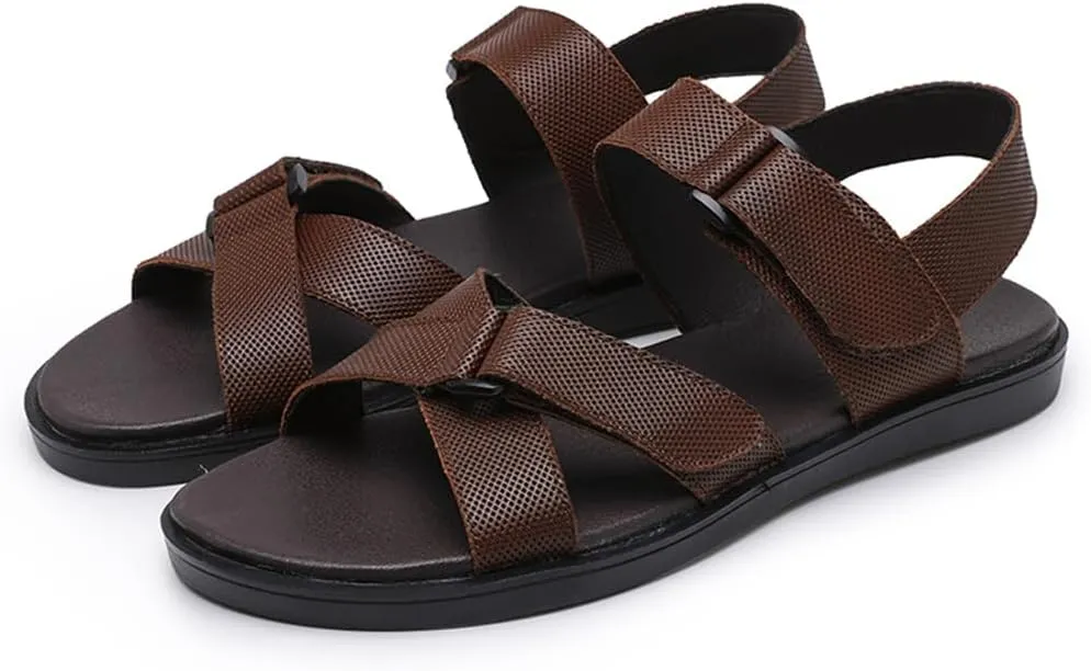Mens Genuine Leather Sandals Outdoor Sandals Mens Adjustable Strap Sandals Mens Leather Sandals