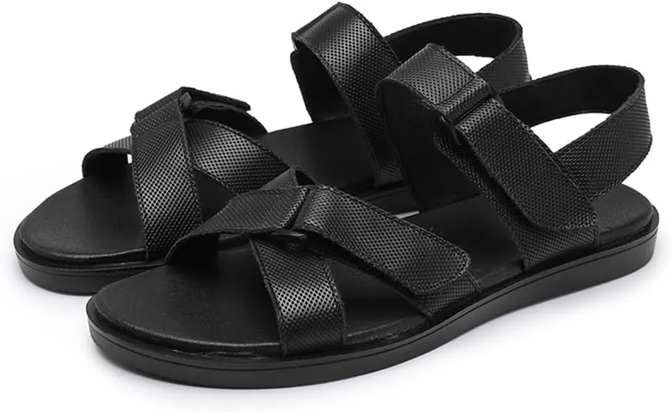 Mens Genuine Leather Sandals Outdoor Sandals Mens Adjustable Strap Sandals Mens Leather Sandals