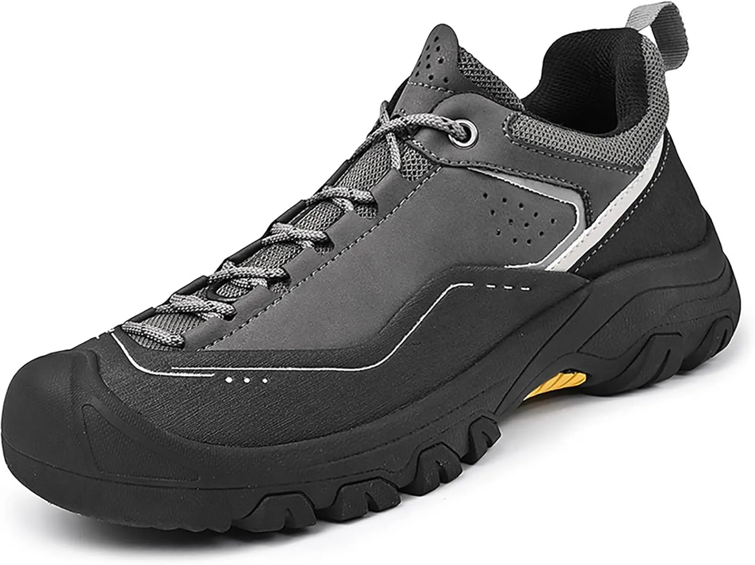Men's Genuine Leather Waterproof Hiking Shoes Outdoor Lightweight Breathable Trekking Trails Shoes Casual Non-Slip Sneakers