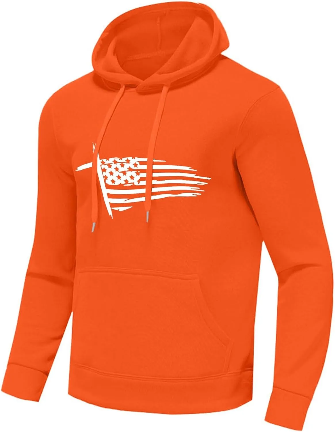 Mens Graphic Hoodies American Flag Cross Print Hooded Sweatshirts Outdoor Patriotic Shirts Long Sleeve Spring Tops
