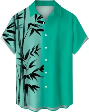 Men's Hawaiian Shirt Short Sleeves Button Down Shirts Casual Summer Beach Tropical Printed Palm Holiday Shirts