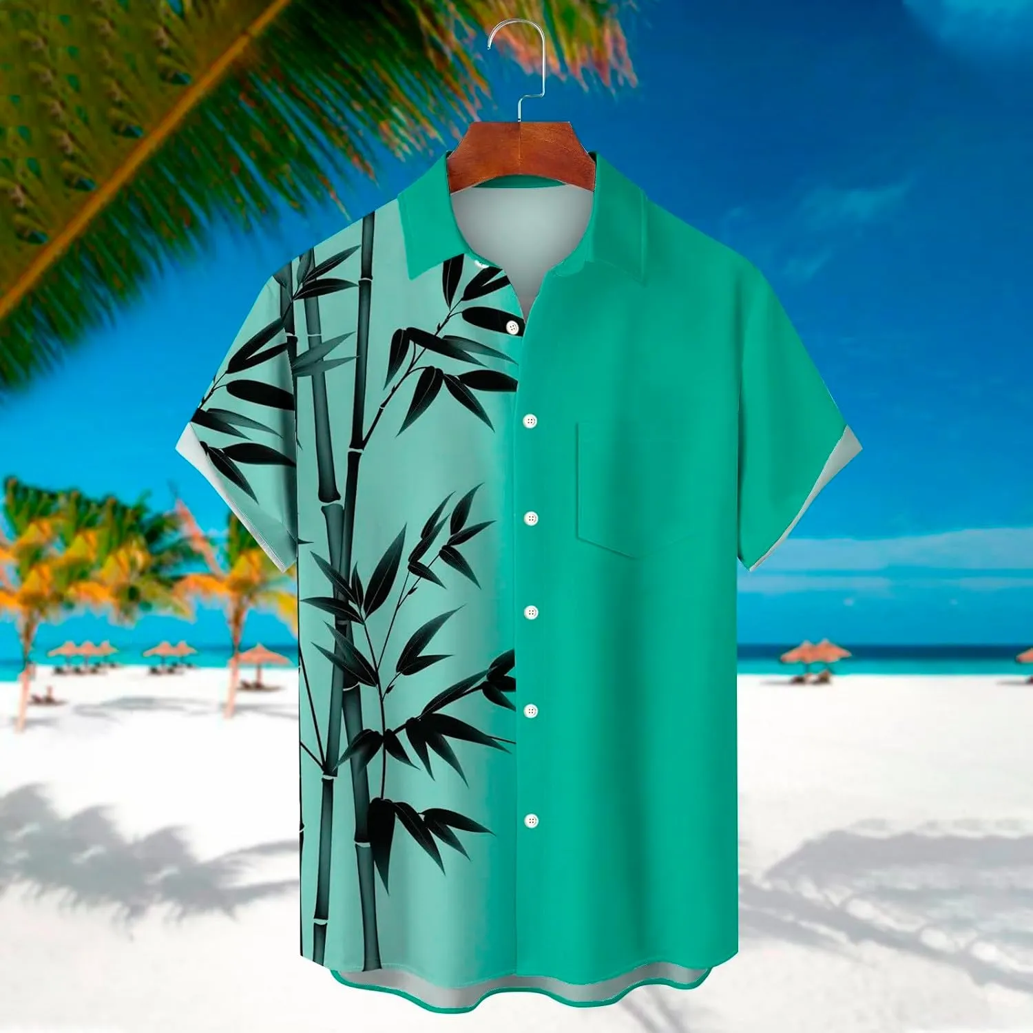 Men's Hawaiian Shirt Short Sleeves Button Down Shirts Casual Summer Beach Tropical Printed Palm Holiday Shirts