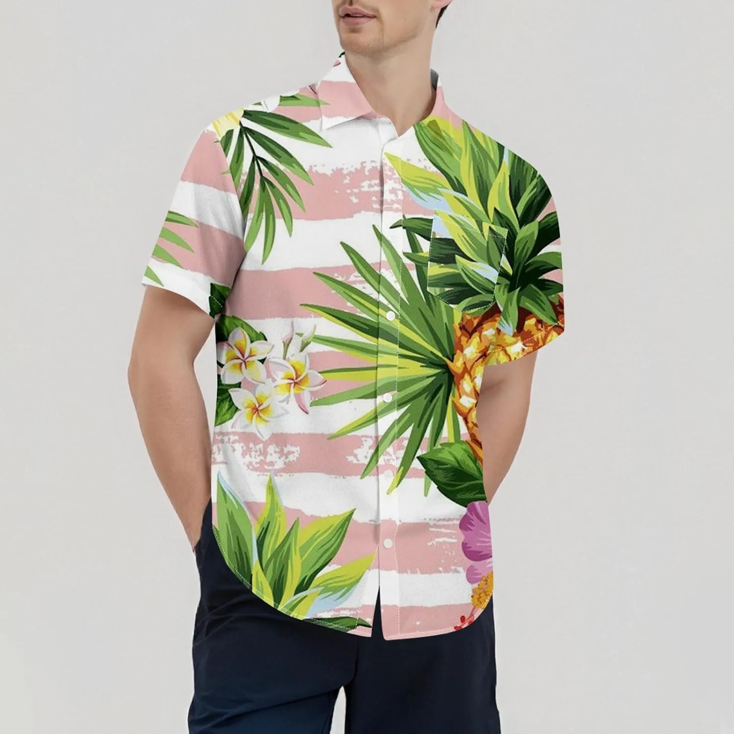 Mens Hawaiian Shirts Short Sleeve Button Down Floral Shirt Casual Summer Beach Vacation Shirts with Pocket 2025