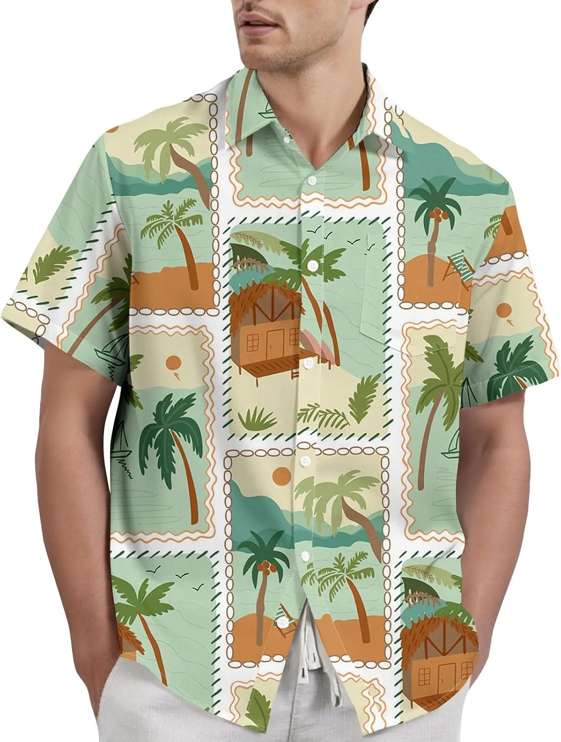 Mens Hawaiian Shirts Short Sleeve Button Down Floral Shirt Casual Summer Beach Vacation Shirts with Pocket 2025