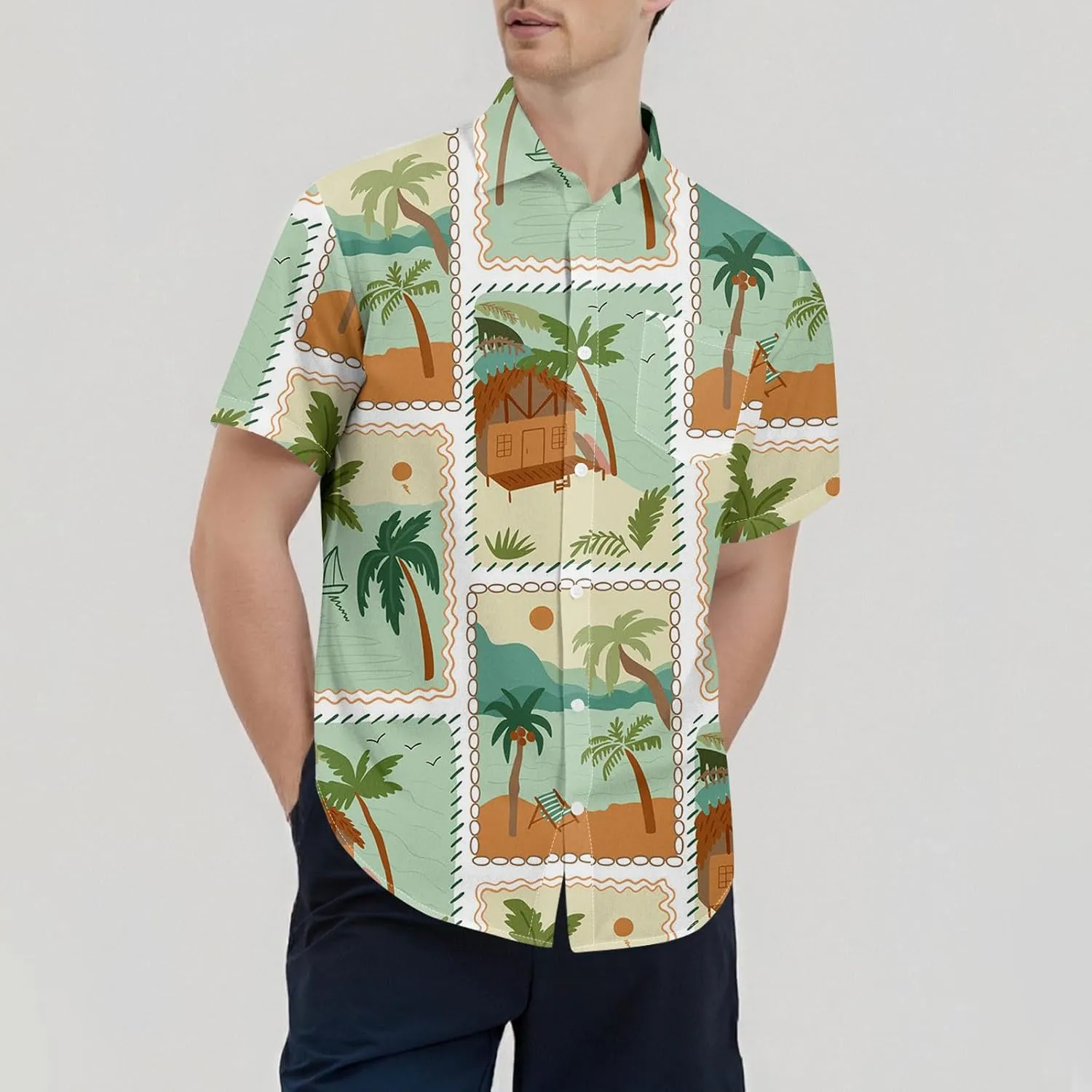 Mens Hawaiian Shirts Short Sleeve Button Down Floral Shirt Casual Summer Beach Vacation Shirts with Pocket 2025