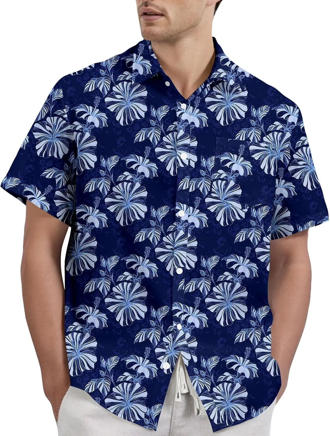 Mens Hawaiian Shirts Short Sleeve Button Down Floral Shirt Casual Summer Beach Vacation Shirts with Pocket 2025