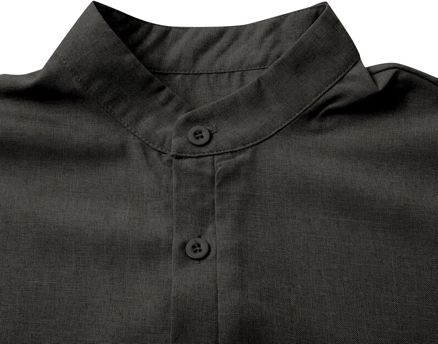 Men's Henley Shirts Linen Summer Short Sleeve Beach Tee Shirt Lightweight Solid Color Stand Collar Dress Work T-Shirts