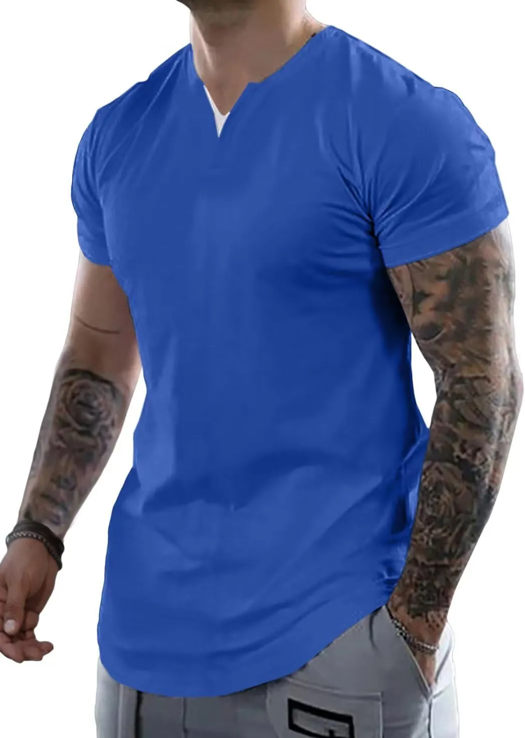 Mens Henley Shirts Short Sleeve Summer Casual V Neck Cotton Tee Shirts