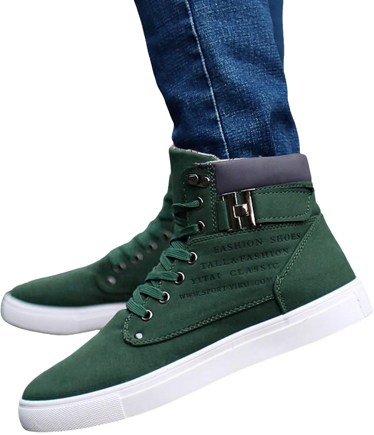 Men's High Top Sneakers Retro Casual Lace Up Sport Shoes Flat Bottom Walking Boots Men Size 11 Cowboy Boots