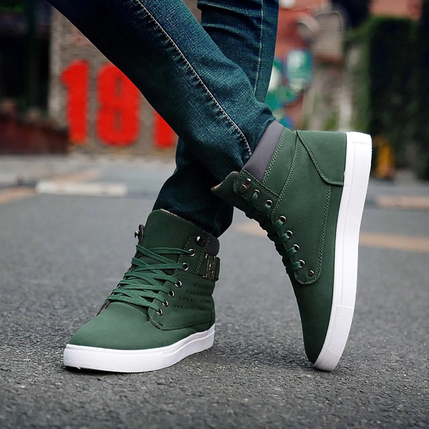 Men's High Top Sneakers Retro Casual Lace Up Sport Shoes Flat Bottom Walking Boots Men Size 11 Cowboy Boots