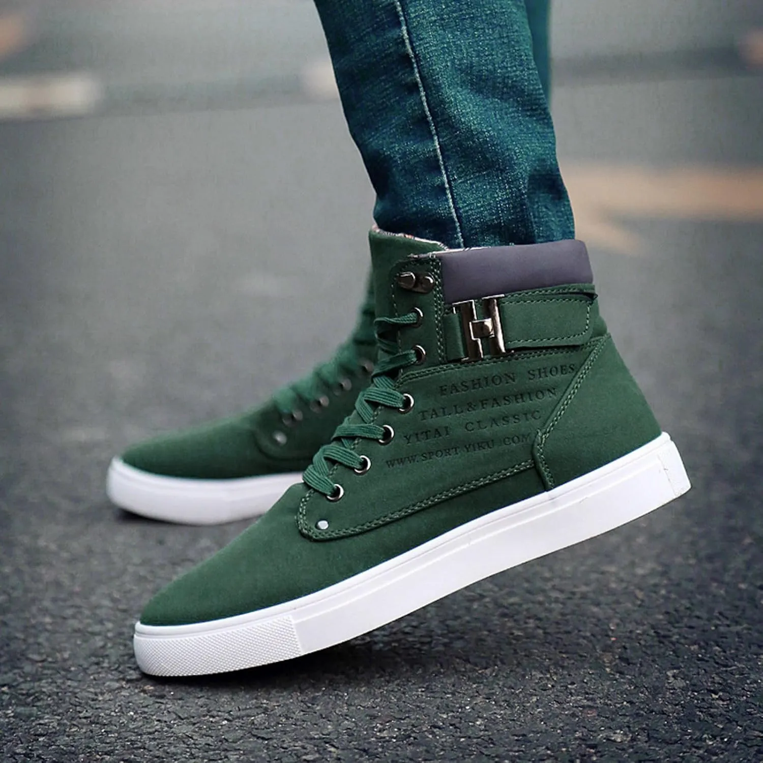 Men's High Top Sneakers Retro Casual Lace Up Sport Shoes Flat Bottom Walking Boots Men Size 11 Cowboy Boots