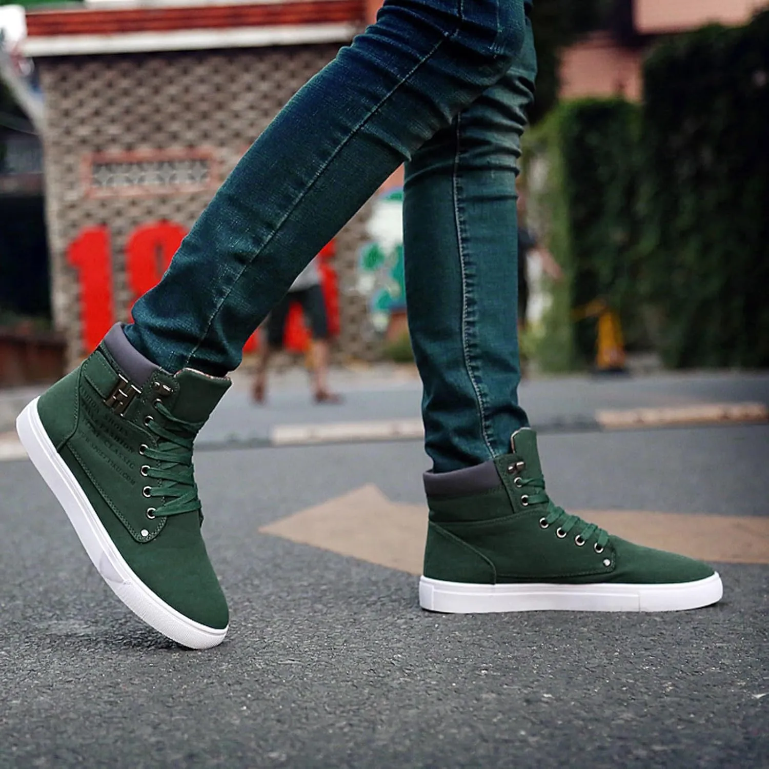 Men's High Top Sneakers Retro Casual Lace Up Sport Shoes Flat Bottom Walking Boots Men Size 11 Cowboy Boots