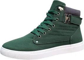 Men's High Top Sneakers Retro Casual Lace Up Sport Shoes Flat Bottom Walking Boots Outdoor Men Ledge Mid Boot