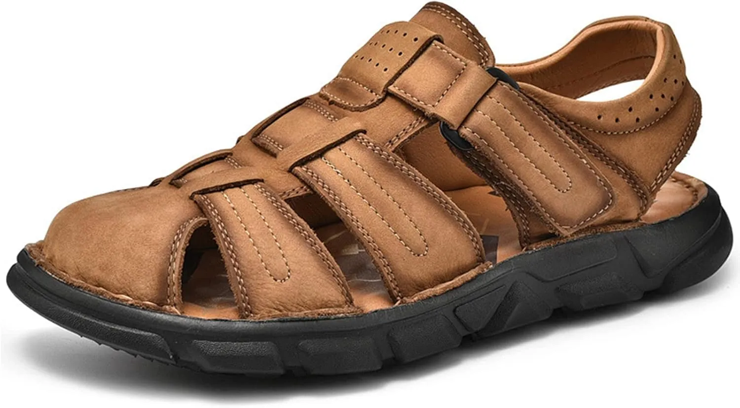 Mens Hiking Sandals, Outdoor Sports Summer Beach Fisherman Water Shoes, Mens Closed Toe Walking Sandals Comfort Breathable Trekking Shoes