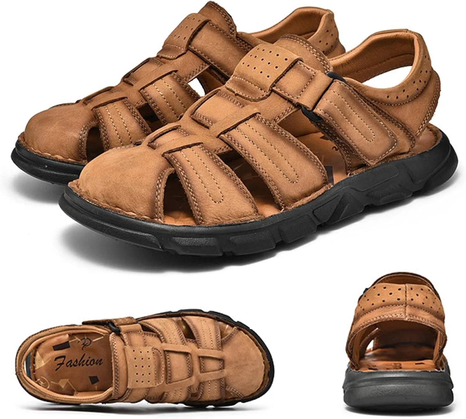 Mens Hiking Sandals, Outdoor Sports Summer Beach Fisherman Water Shoes, Mens Closed Toe Walking Sandals Comfort Breathable Trekking Shoes