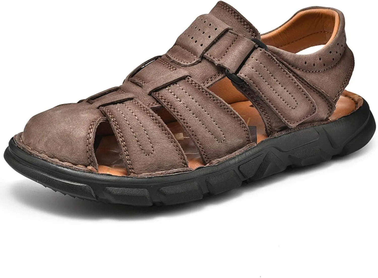 Mens Hiking Sandals, Outdoor Sports Summer Beach Fisherman Water Shoes, Mens Closed Toe Walking Sandals Comfort Breathable Trekking Shoes