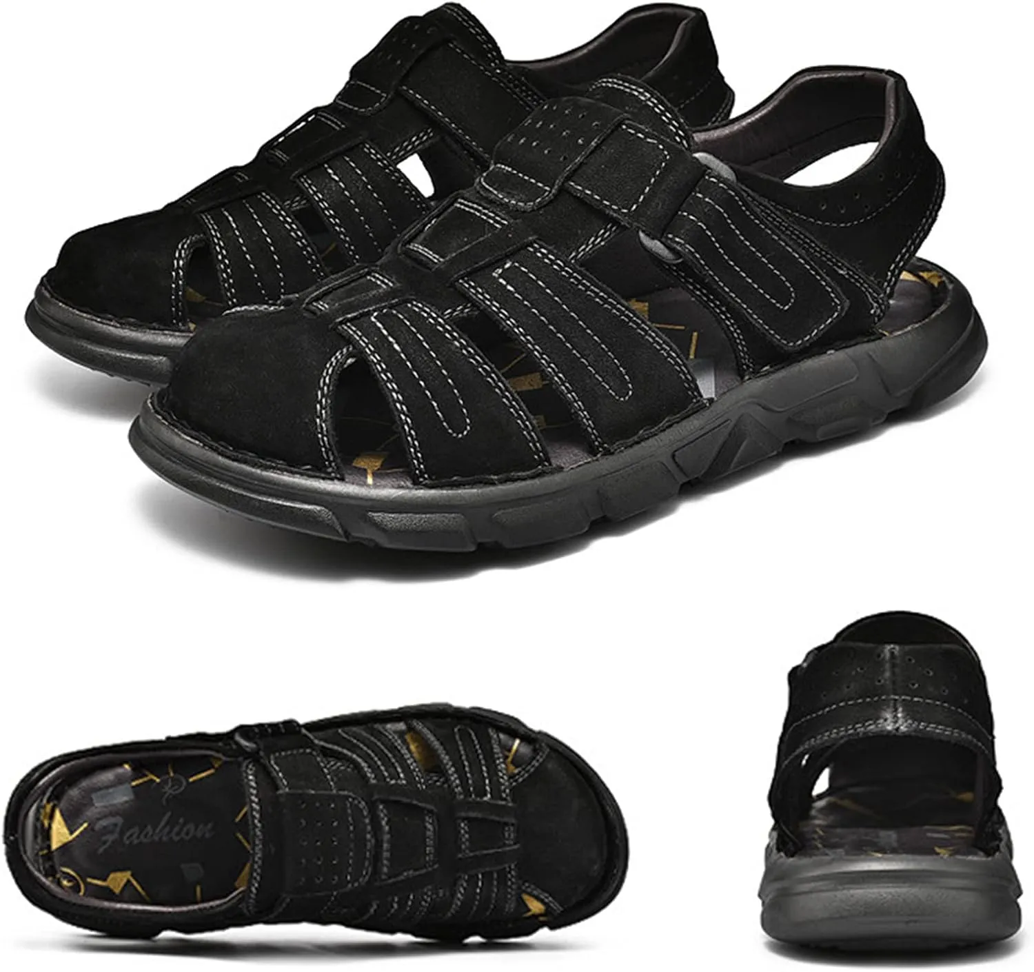Mens Hiking Sandals, Outdoor Sports Summer Beach Fisherman Water Shoes, Mens Closed Toe Walking Sandals Comfort Breathable Trekking Shoes
