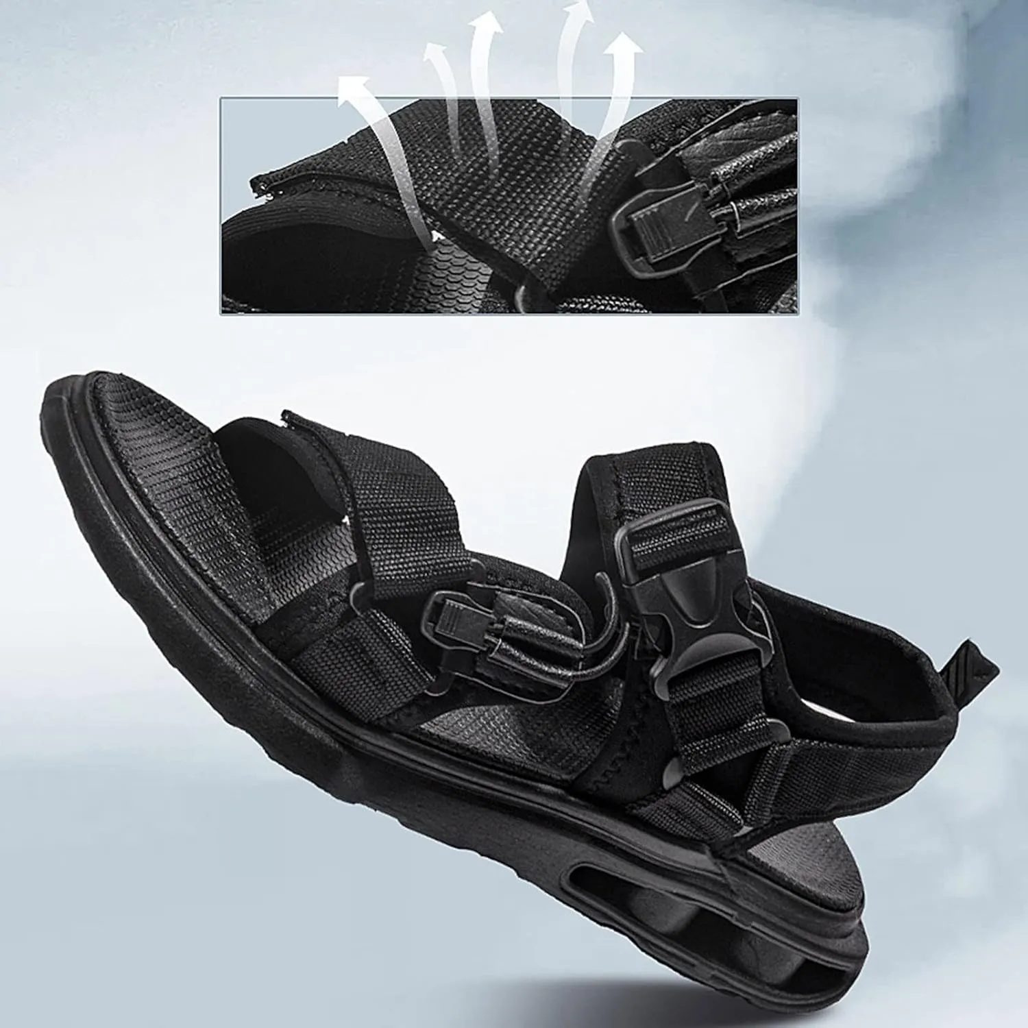 Mens Hiking Sandals with Arch Support Mens Sport Sandals Athletic Outdoor Walking Summer Beach Shoes with Adjustable Strap