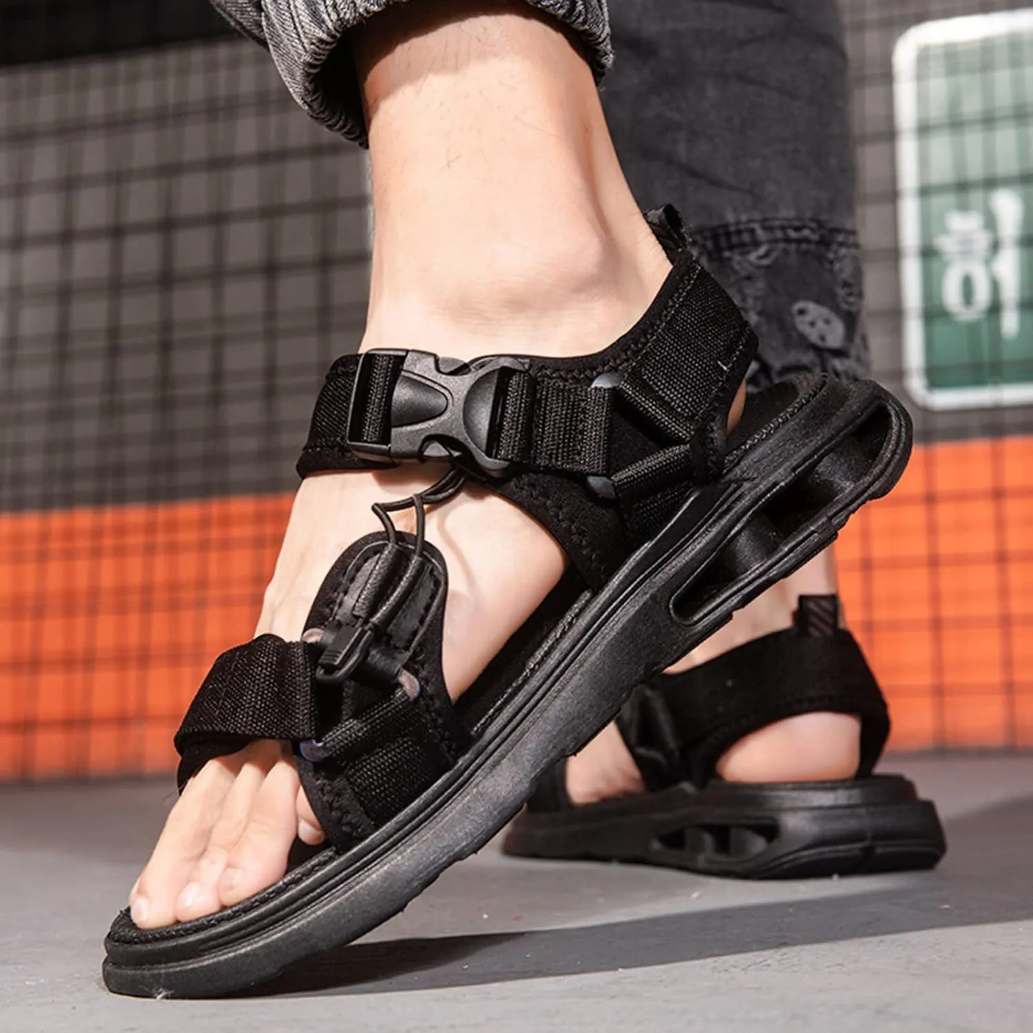 Mens Hiking Sandals with Arch Support Mens Sport Sandals Athletic Outdoor Walking Summer Beach Shoes with Adjustable Strap