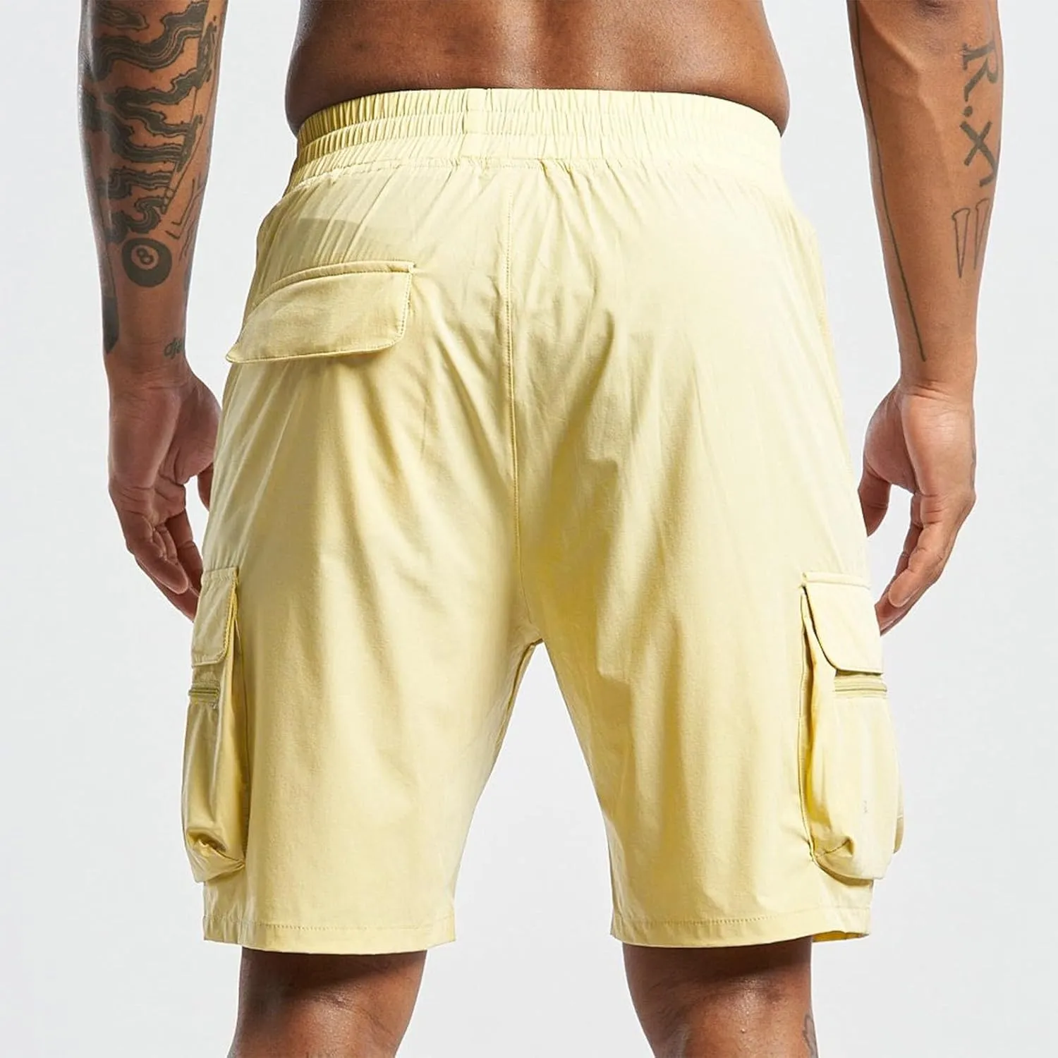 Mens Hiking Shorts Outdoor Cargo Shorts Elastic Waist Workout Shorts Quick Dry Fishing Shorts Travel Tactical Shorts