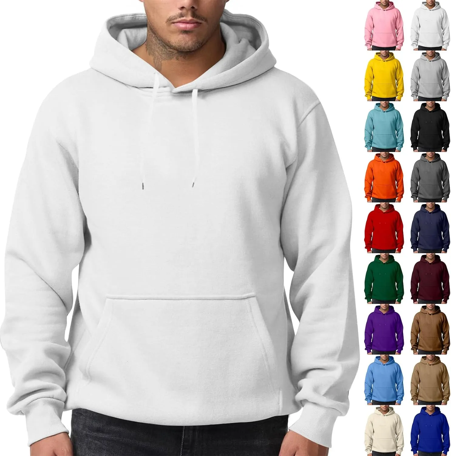 Mens Hoodies Pullover Fleece Lined Oversized Hoodie Casual Loose Long Sleeve Drawstring Hooded Sweatshirt with Pockets