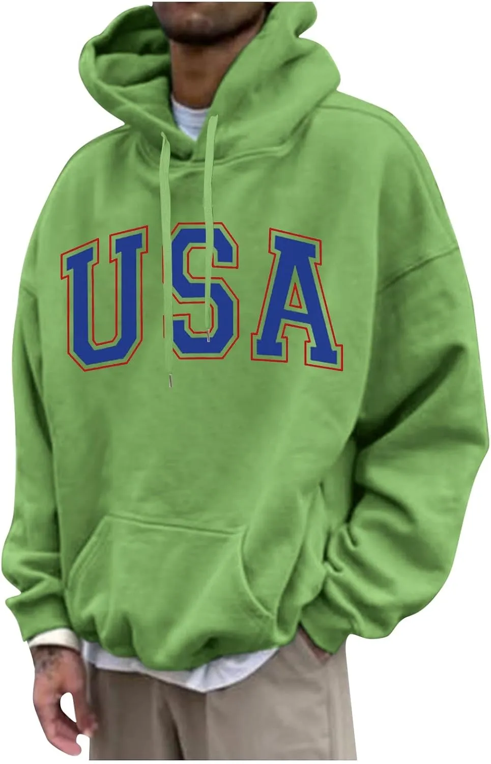 Mens Hoodies Pullover Letter Graphic Print Stylish Sweatshirt Fall Long Sleeve Hoodies Winter Pullover With Pockets