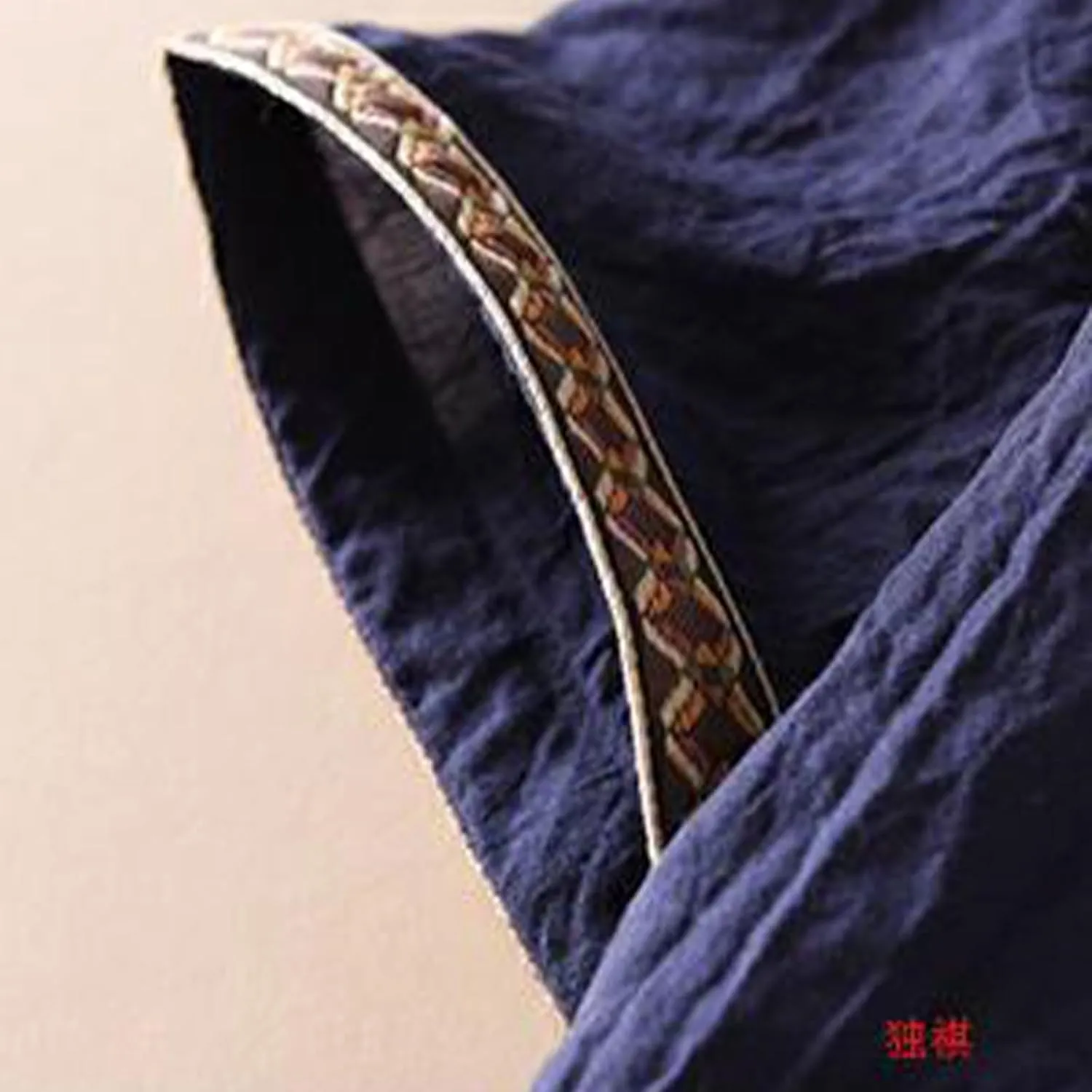 Men's Linen T-Shirts Vintage Boho Embroidery 3/4 Sleeve Cotton Tees Regular-Fit Henley Shirts Lightweight Beach Tops