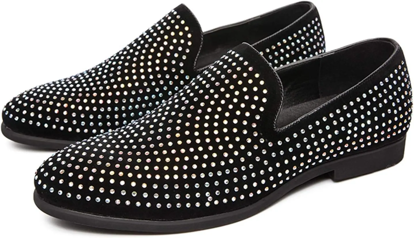 Mens Loafers Shiny Loafer Shoes PU Leather Comfortable Lightweight Slip Resistant Casual Walking Slip-on